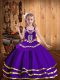 Purple Sleeveless Floor Length Embroidery and Ruffled Layers Lace Up Pageant Dress Wholesale