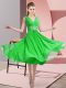 Pretty Knee Length Green Dama Dress V-neck Sleeveless Side Zipper