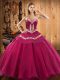 Fuchsia Ball Gowns Ruffles Ball Gown Prom Dress Lace Up Tulle Sleeveless Floor Length