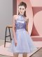 Lavender Backless Quinceanera Dama Dress Sequins Sleeveless Mini Length