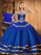 Most Popular Satin and Tulle Sweetheart Sleeveless Lace Up Embroidery 15 Quinceanera Dress in Blue