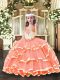 Superior Orange Red Sleeveless Organza Lace Up Pageant Dress for Womens for Party and Quinceanera