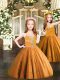 Beading Little Girls Pageant Gowns Orange Lace Up Sleeveless Floor Length