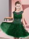 Popular Empire Evening Dress Green Scoop Tulle Sleeveless Knee Length Backless