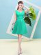 Turquoise Zipper Damas Dress Ruching Sleeveless Mini Length