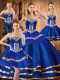 Ball Gowns Sweet 16 Dress Blue Sweetheart Satin and Tulle Sleeveless Floor Length Lace Up