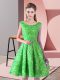 Pretty A-line Dress for Prom Green Scoop Lace Sleeveless Knee Length Lace Up