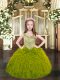 Latest Olive Green Lace Up Child Pageant Dress Beading and Ruffles Sleeveless Floor Length