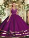 Floor Length Ball Gowns Sleeveless Purple Ball Gown Prom Dress Backless