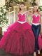 Fuchsia Sleeveless Floor Length Ruffles Lace Up Sweet 16 Dress