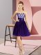 Flare Purple Empire Lace Prom Dress Zipper Chiffon Sleeveless Mini Length