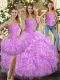 New Style Tulle Sleeveless Floor Length Vestidos de Quinceanera and Beading and Ruffles