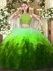 Edgy Multi-color Sleeveless Beading and Ruffles Floor Length Quince Ball Gowns