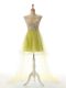 Yellow Green Scoop Neckline Appliques Prom Dress Sleeveless Backless