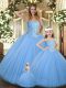 Baby Blue Quinceanera Dresses Military Ball and Sweet 16 and Quinceanera with Beading Sweetheart Sleeveless Lace Up