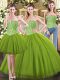 Extravagant Beading Vestidos de Quinceanera Olive Green Lace Up Sleeveless Floor Length