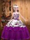 Floor Length Lace Up Winning Pageant Gowns Fuchsia for Party and Sweet 16 and Quinceanera and Wedding Party with Embroidery
