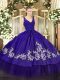 Vintage Purple Taffeta Backless V-neck Sleeveless Floor Length 15th Birthday Dress Beading and Lace and Appliques