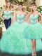 Fantastic Sweetheart Sleeveless Organza 15th Birthday Dress Beading and Ruffles Lace Up