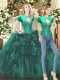 Customized Dark Green Quinceanera Gown Military Ball and Sweet 16 and Quinceanera with Beading and Ruffles Sweetheart Sleeveless Lace Up