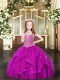 Pretty Floor Length Ball Gowns Sleeveless Fuchsia Little Girl Pageant Gowns Lace Up