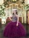 Charming Purple Sleeveless Organza Lace Up Little Girls Pageant Dress for Party and Quinceanera