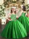 Floor Length Green Little Girls Pageant Dress Straps Sleeveless Lace Up