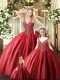 Floor Length Ball Gowns Sleeveless Red Ball Gown Prom Dress Lace Up