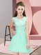 Sleeveless Mini Length Lace Side Zipper Dama Dress for Quinceanera with Apple Green