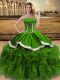 Simple Sleeveless Lace Up Floor Length Beading and Ruffles Ball Gown Prom Dress