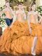 Dramatic Orange Red Organza Lace Up Sweet 16 Quinceanera Dress Sleeveless Floor Length Beading and Ruffles