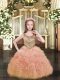 Wonderful Sleeveless Organza Floor Length Lace Up Custom Made Pageant Dress in Orange with Beading and Ruffles and Pick Ups