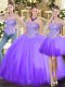 Ball Gowns Quinceanera Gown Lavender Sweetheart Tulle Sleeveless Floor Length Lace Up