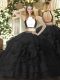 Halter Top Sleeveless Tulle Sweet 16 Quinceanera Dress Ruffled Layers Zipper