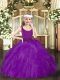 Fantastic Floor Length Ball Gowns Sleeveless Purple Little Girl Pageant Dress Zipper