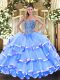 Floor Length Ball Gowns Sleeveless Baby Blue Quinceanera Gowns Lace Up