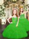 Trendy Green Ball Gowns Beading and Ruffles and Pick Ups Pageant Gowns For Girls Lace Up Organza Sleeveless Floor Length