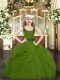 High Class Olive Green Zipper Scoop Beading and Ruffles Little Girl Pageant Gowns Tulle Sleeveless