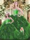 Sweetheart Sleeveless Lace Up 15 Quinceanera Dress Green Organza
