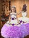 Nice Sleeveless Floor Length Embroidery and Ruffles Lace Up Little Girl Pageant Dress with Lilac