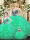 Organza Sweetheart Sleeveless Lace Up Ruffles Quinceanera Dresses in Green