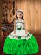 Green Organza Lace Up Straps Sleeveless Floor Length Little Girl Pageant Dress Embroidery and Ruffles Green Organza Lace Up Straps Sleeveless Floor Length Little Girl Pageant Dress Embroidery and Ruffles