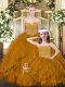 Excellent Rust Red Tulle Lace Up Sweetheart Sleeveless Floor Length Sweet 16 Quinceanera Dress Beading and Ruffles