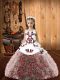 High Class Multi-color Ball Gowns Fabric With Rolling Flowers Straps Sleeveless Embroidery Floor Length Zipper Little Girls Pageant Gowns