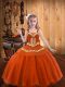 Orange Red Sleeveless Organza Lace Up Little Girl Pageant Gowns for Sweet 16 and Quinceanera