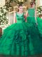 Sleeveless Beading and Ruffled Layers Side Zipper Ball Gown Prom Dress