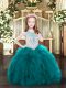 Teal Sleeveless Organza Zipper Glitz Pageant Dress for Party and Quinceanera