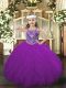 Straps Sleeveless Lace Up Girls Pageant Dresses Purple Tulle