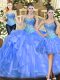 Smart Floor Length Baby Blue Vestidos de Quinceanera Sweetheart Sleeveless Lace Up