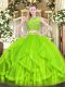 Beauteous Zipper 15th Birthday Dress Beading and Ruffles Sleeveless Floor Length